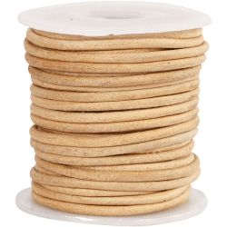 Cordon de cuir, &eacute;p. 2 mm, beige, 10 m/ 1 rouleau
