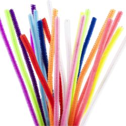 Fil chenille, L : 30 cm, &eacute;p. 6 mm, multicolore, 25 ass./ 1 Pq.