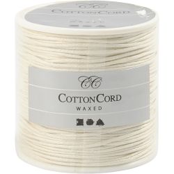 Ficelle de coton, &eacute;p. 1 mm, cir&eacute;, blanc cass&eacute;, 40 m/ 1 rouleau