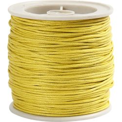 Ficelle de coton, &eacute;p. 1 mm, cir&eacute;, jaune, 40 m/ 1 rouleau