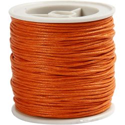 Ficelle de coton, &eacute;p. 1 mm, cir&eacute;, orange, 40 m/ 1 rouleau