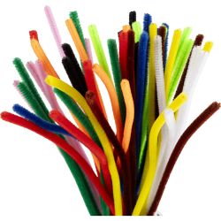 Fil chenille, L : 30 cm, &eacute;p. 6 mm, ass. de couleurs, 50 ass./ 1 Pq.