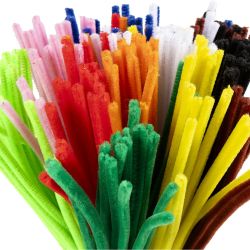 Fil chenille, L : 30 cm, &eacute;p. 6 mm, ass. de couleurs, 200 ass./ 1 Pq.
