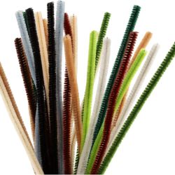 Fil chenille, L : 30 cm, &eacute;p. 6 mm, naturel, 25 pi&egrave;ces/ 1 Pq.