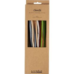 Fil chenille, L : 30 cm, &eacute;p. 6 mm, naturel, 25 pi&egrave;ces/ 1 Pq.