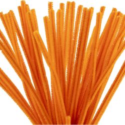 Fil chenille, L : 30 cm, &eacute;p. 6 mm, orange, 50 pi&egrave;ces/ 1 Pq.
