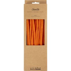 Fil chenille, L : 30 cm, &eacute;p. 6 mm, orange, 50 pi&egrave;ces/ 1 Pq.
