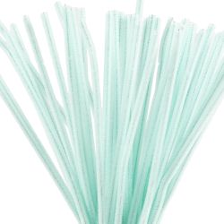 Fil chenille, L : 30 cm, &eacute;p. 6 mm, turquoise clair, 50 pi&egrave;ces/ 1 Pq.