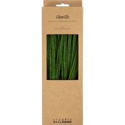 Fil chenille, L : 30 cm, &eacute;p. 6 mm, vert sapin, 50 pi&egrave;ces/ 1 Pq.