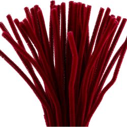 Fil chenille, L : 30 cm, &eacute;p. 6 mm, rouge fonc&eacute;, 50 pi&egrave;ces/ 1 Pq.