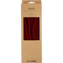 Fil chenille, L : 30 cm, &eacute;p. 6 mm, rouge fonc&eacute;, 50 pi&egrave;ces/ 1 Pq.