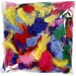 Duvet, dim. 7-8 cm, ca. 400 pi&egrave;ce, ass. de couleurs, 50 gr/ 1 Pq.