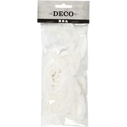 Plumes d'oies - rond, L : 5-8 cm, ca. 70 pi&egrave;ce, blanc, 3 gr/ 1 Pq.