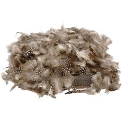 Plumes de pintade, ca. 1000 pi&egrave;ce, naturel, 50 gr/ 1 Pq.