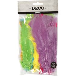 Plumes, dim. 11-17 cm, ass. de couleurs, 18 boule/ 1 Pq.