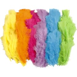 Plumes, dim. 11-17 cm, ass. de couleurs, 144 boule/ 1 Pq.