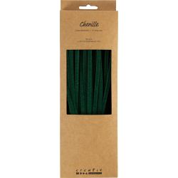 Fil chenille, L : 30 cm, &eacute;p. 6 mm, vert fonc&eacute;, 50 pi&egrave;ces/ 1 Pq.