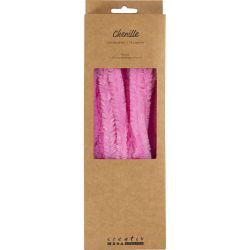 Fil chenille, L : 30 cm, &eacute;p. 15 mm, rose, 15 pi&egrave;ces/ 1 Pq.