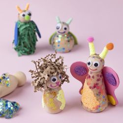 Corps de figurine en bois, Forme conique, H : 8 cm, 3 pi&egrave;ces/ 1 Pq.