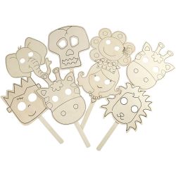 Masques, L : 35 cm, L : 22 cm, &eacute;p. 2 mm, 16 pi&egrave;ces/ 1 Pq.