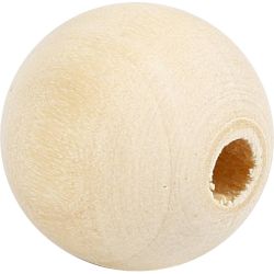 Perle en bois, d 15 mm, diam&egrave;tre int&eacute;rieur 3 mm, 20 pi&egrave;ces/ 1 Pq.