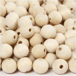 Perle en bois, d 15 mm, diam&egrave;tre int&eacute;rieur 3 mm, naturel, 500 pi&egrave;ces/ 1 Pq.
