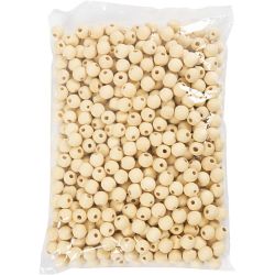 Perle en bois, d 15 mm, diam&egrave;tre int&eacute;rieur 3 mm, naturel, 500 pi&egrave;ces/ 1 Pq.