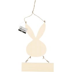 Lapin avec panneau, H : 29,5 cm, L : 19,2 cm, 1 pièce