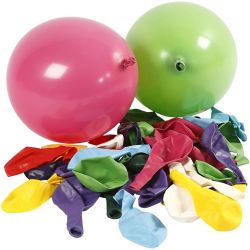 Ballons, d 23 cm, rond, ass. de couleurs, 100 pi&egrave;ces/ 1 Pq.