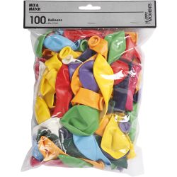Ballons, d 23 cm, rond, ass. de couleurs, 100 pi&egrave;ces/ 1 Pq.