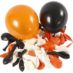 Ballons, Ronds, d 23-26 cm, noir, orange, blanc, 100 pi&egrave;ces/ 1 Pq.
