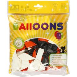 Ballons, Ronds, d 23-26 cm, noir, orange, blanc, 100 pi&egrave;ces/ 1 Pq.