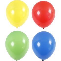 Ballons, d 41 cm, bleu, vert, rouge, jaune clair, 4 pi&egrave;ce/ 1 Pq.