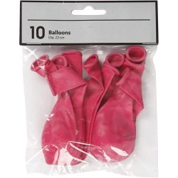 Ballons, d 23 cm, rond, rose fonc&eacute;, 10 pi&egrave;ces/ 1 Pq.