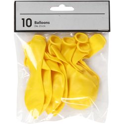 Ballons, d 23 cm, rond, jaune, 10 pi&egrave;ces/ 1 Pq.