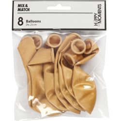 Ballons, d 23 cm, rond, or, 8 pi&egrave;ces/ 1 Pq.