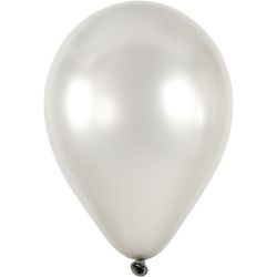 Ballons, d 23 cm, rond, argent, 8 pi&egrave;ces/ 1 Pq.