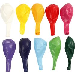 Ballons, d 23 cm, rond, ass. de couleurs, 10 pi&egrave;ces/ 1 Pq.