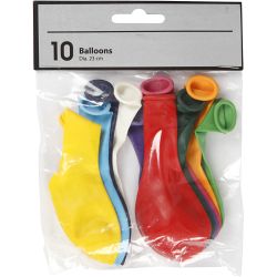 Ballons, d 23 cm, rond, ass. de couleurs, 10 pi&egrave;ces/ 1 Pq.