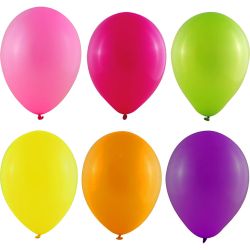Ballons, dim. 23 cm, rond, couleurs n&eacute;ons, 100 pi&egrave;ces/ 1 Pq.