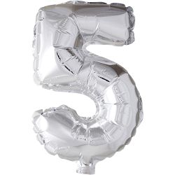 Ballon en aluminium, 5, H : 41 cm, argent, 1 pi&egrave;ce