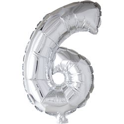 Ballon en aluminium, 6, H : 41 cm, argent, 1 pi&egrave;ce