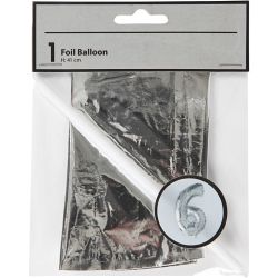 Ballon en aluminium, 6, H : 41 cm, argent, 1 pi&egrave;ce