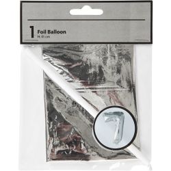 Ballon en aluminium, 7, H : 41 cm, argent, 1 pi&egrave;ce