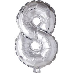 Ballon en aluminium, 8, H : 41 cm, argent, 1 pi&egrave;ce