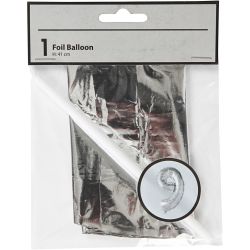 Ballon en aluminium, 9, H : 41 cm, argent, 1 pi&egrave;ce