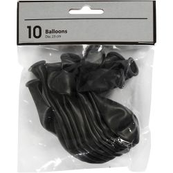 Ballons, d 23 cm, rond, noir, 10 pi&egrave;ces/ 1 Pq.