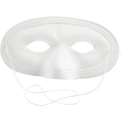 Masque demi-visage, H : 10 cm, L : 17,5 cm, blanc, 12 pi&egrave;ces/ 1 Pq.