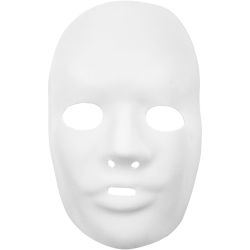 Masque visage , H : 24 cm, L : 15,5 cm, blanc, 12 pi&egrave;ces/ 1 Pq.
