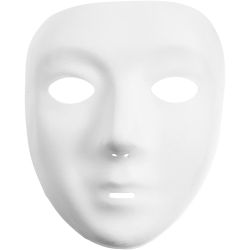 Masque visage , H : 17,5 cm, L : 14 cm, blanc, 1 pi&egrave;ce